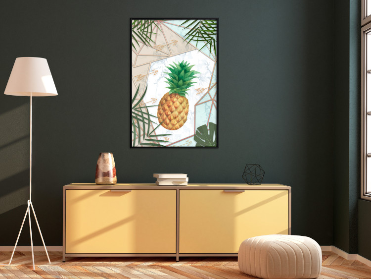 Poster Tropical Fruit - pineapple in a geometric composition with green leaves 114437 additionalImage 5