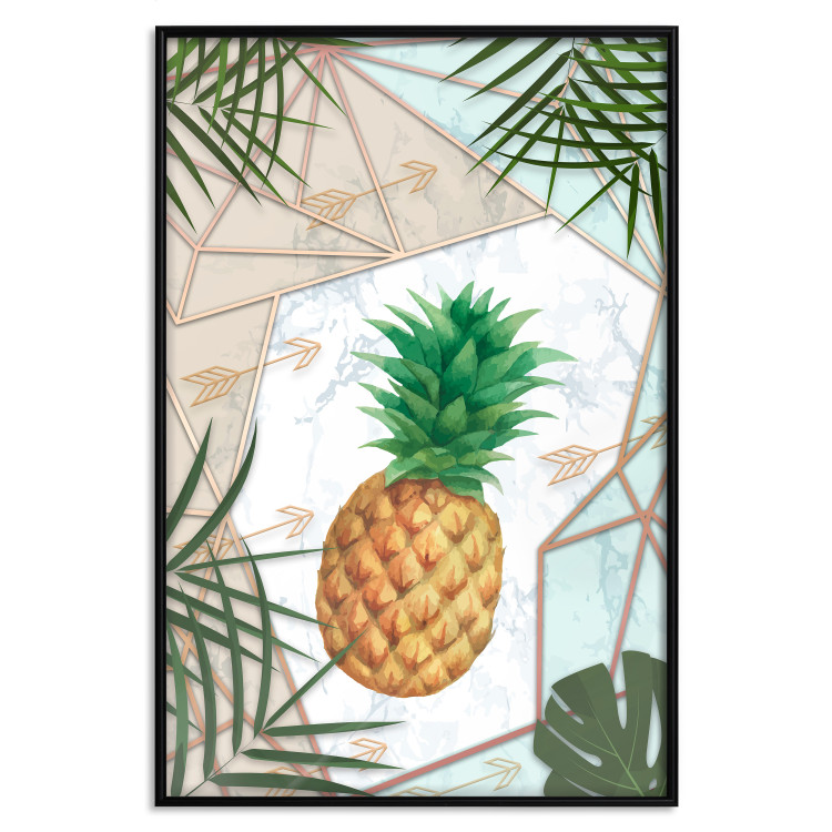 Poster Tropical Fruit - pineapple in a geometric composition with green leaves 114437 additionalImage 24