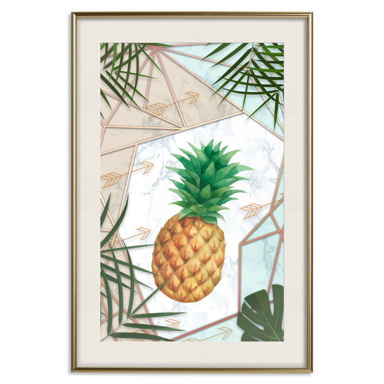 Poster Tropical Fruit - pineapple in a geometric composition with green leaves 114437 additionalImage 19