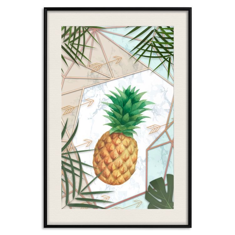 Poster Tropical Fruit - pineapple in a geometric composition with green leaves 114437 additionalImage 18