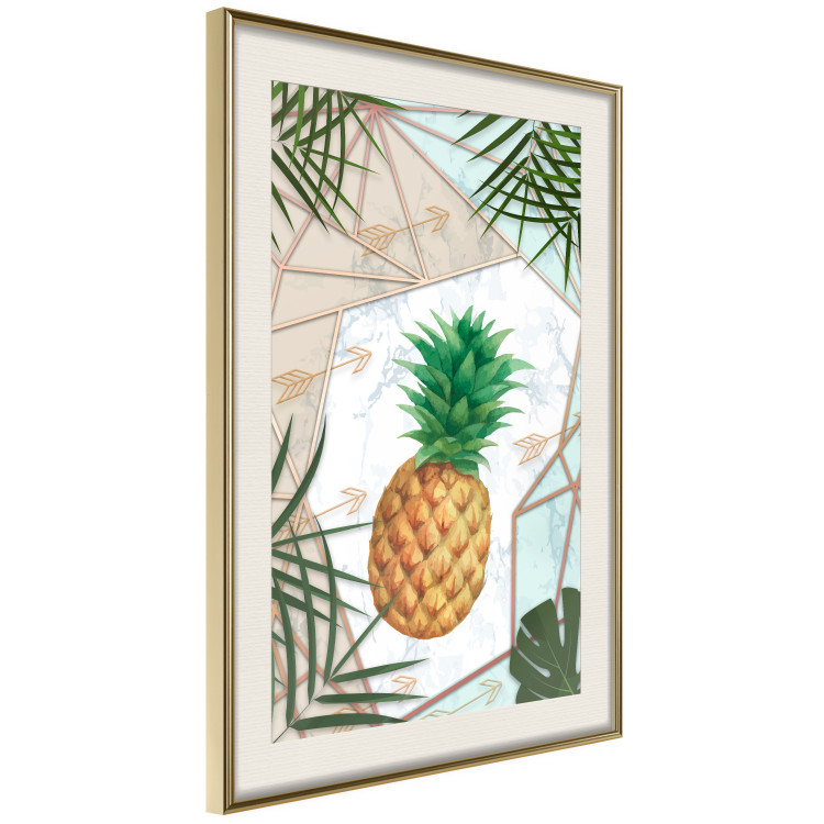 Poster Tropical Fruit - pineapple in a geometric composition with green leaves 114437 additionalImage 2