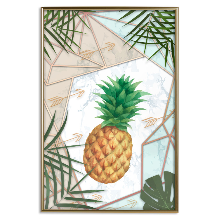Poster Tropical Fruit - pineapple in a geometric composition with green leaves 114437 additionalImage 20