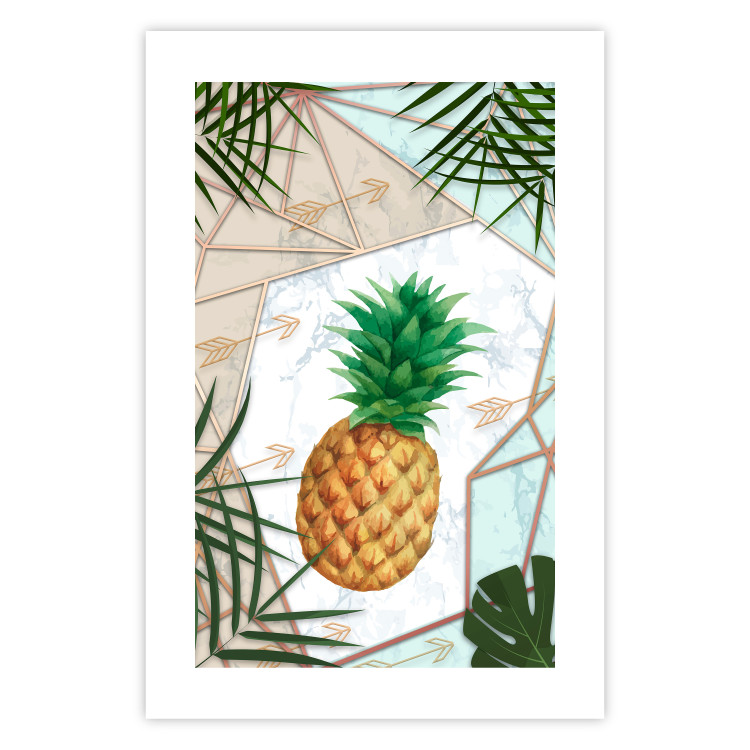 Poster Tropical Fruit - pineapple in a geometric composition with green leaves 114437 additionalImage 25
