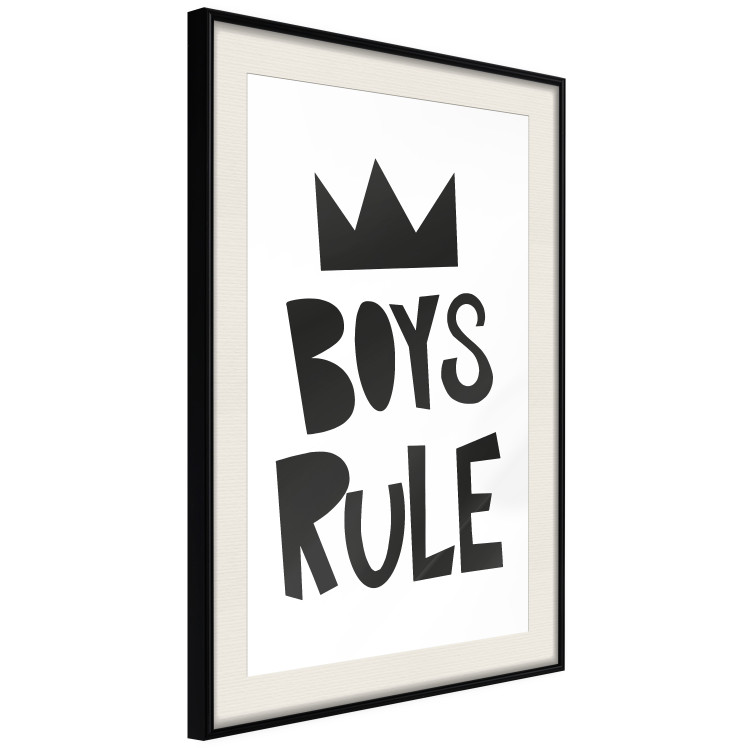 Poster Boys Rule - black and white composition with a crown and English texts 114737 additionalImage 3