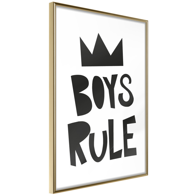 Poster Boys Rule - black and white composition with a crown and English texts 114737 additionalImage 13