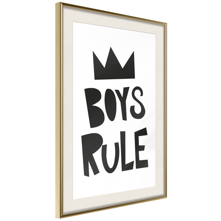 Poster Boys Rule - black and white composition with a crown and English texts 114737 additionalImage 2