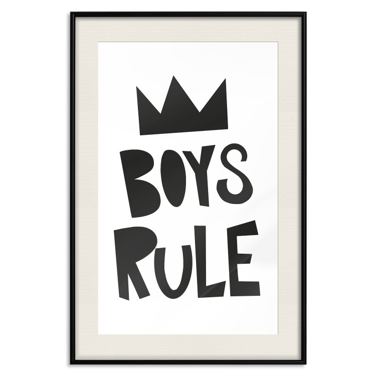 Poster Boys Rule - black and white composition with a crown and English texts 114737 additionalImage 18