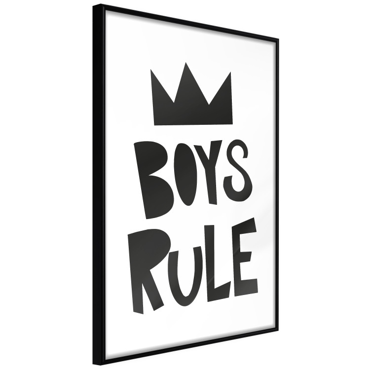 Poster Boys Rule - black and white composition with a crown and English texts 114737 additionalImage 9