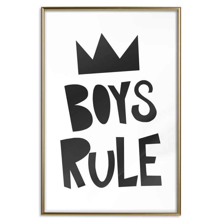 Poster Boys Rule - black and white composition with a crown and English texts 114737 additionalImage 20