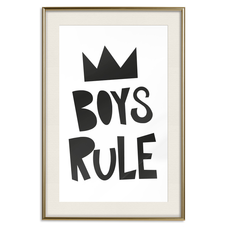 Poster Boys Rule - black and white composition with a crown and English texts 114737 additionalImage 19