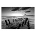 Wall Poster Song of the sea - black and white landscape of cloudy sky and pier against water 115137