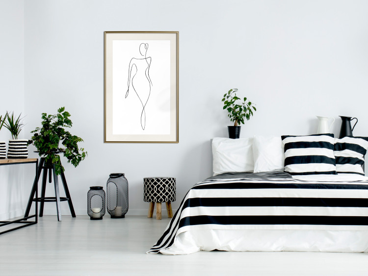 Wall Poster Waspy Waist - black and white simple line art with a delicate woman's figure 115237 additionalImage 21