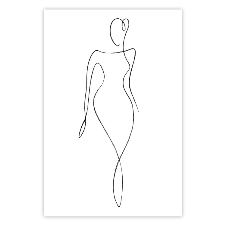 Wall Poster Waspy Waist - black and white simple line art with a delicate woman's figure 115237