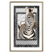 Poster Zebra - black and white composition with a striped mammal on a patterned background 116437 additionalThumb 16