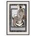 Poster Zebra - black and white composition with a striped mammal on a patterned background 116437 additionalThumb 18
