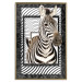 Poster Zebra - black and white composition with a striped mammal on a patterned background 116437 additionalThumb 20