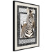 Poster Zebra - black and white composition with a striped mammal on a patterned background 116437 additionalThumb 3