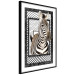 Poster Zebra - black and white composition with a striped mammal on a patterned background 116437 additionalThumb 2
