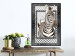 Poster Zebra - black and white composition with a striped mammal on a patterned background 116437 additionalThumb 14