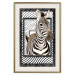 Poster Zebra - black and white composition with a striped mammal on a patterned background 116437 additionalThumb 19