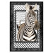 Poster Zebra - black and white composition with a striped mammal on a patterned background 116437 additionalThumb 24