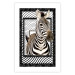 Poster Zebra - black and white composition with a striped mammal on a patterned background 116437 additionalThumb 25