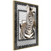 Poster Zebra - black and white composition with a striped mammal on a patterned background 116437 additionalThumb 3