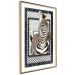 Poster Zebra - black and white composition with a striped mammal on a patterned background 116437 additionalThumb 4