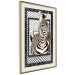 Poster Zebra - black and white composition with a striped mammal on a patterned background 116437 additionalThumb 4