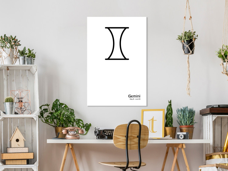 Canvas Art Print Gemini zodiac sign - minimalistic graphics with black lettering 117037 additionalImage 3