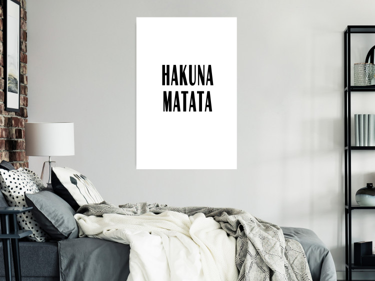 Wall Poster Hakuna Matata - minimalist black and white composition with a text 117437 additionalImage 2