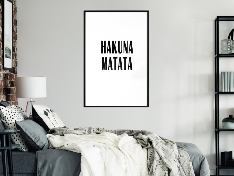 Wall Poster Hakuna Matata - minimalist black and white composition with a text 117437 additionalImage 4