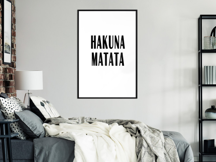 Wall Poster Hakuna Matata - minimalist black and white composition with a text 117437 additionalImage 3
