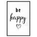 Poster Be Happy - black and white composition with English inscriptions and a heart 117937 additionalThumb 18
