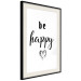 Poster Be Happy - black and white composition with English inscriptions and a heart 117937 additionalThumb 3