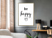 Poster Be Happy - black and white composition with English inscriptions and a heart 117937 additionalThumb 5