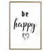 Poster Be Happy - black and white composition with English inscriptions and a heart 117937 additionalThumb 16