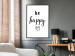 Poster Be Happy - black and white composition with English inscriptions and a heart 117937 additionalThumb 3