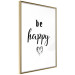 Poster Be Happy - black and white composition with English inscriptions and a heart 117937 additionalThumb 6