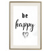 Poster Be Happy - black and white composition with English inscriptions and a heart 117937 additionalThumb 19