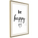 Poster Be Happy - black and white composition with English inscriptions and a heart 117937 additionalThumb 2