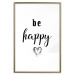 Poster Be Happy - black and white composition with English inscriptions and a heart 117937 additionalThumb 16