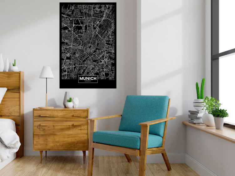 Poster Dark Map of Munich - black and white composition with simple inscriptions 118137 additionalImage 23