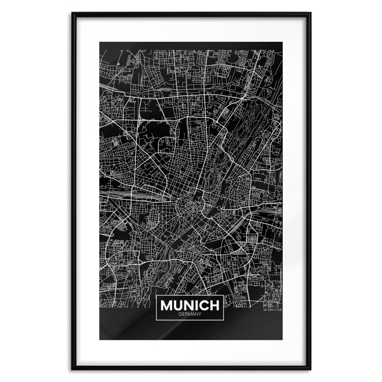 Poster Dark Map of Munich - black and white composition with simple inscriptions 118137 additionalImage 17