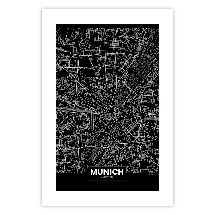Poster Dark Map of Munich - black and white composition with simple inscriptions 118137 additionalImage 25