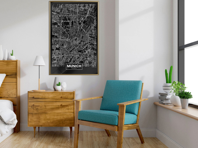 Poster Dark Map of Munich - black and white composition with simple inscriptions 118137 additionalImage 5