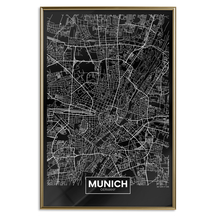 Poster Dark Map of Munich - black and white composition with simple inscriptions 118137 additionalImage 16