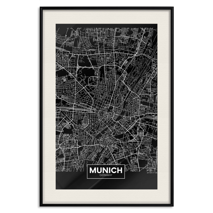Poster Dark Map of Munich - black and white composition with simple inscriptions 118137 additionalImage 18