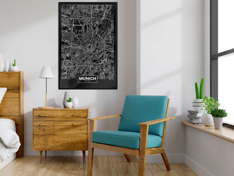 Poster Dark Map of Munich - black and white composition with simple inscriptions 118137 additionalImage 3