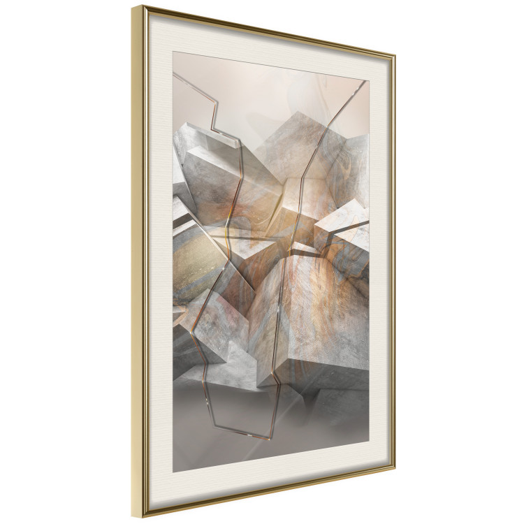 Poster Uncovered Space - geometric abstraction in gray stone blocks 118337 additionalImage 2